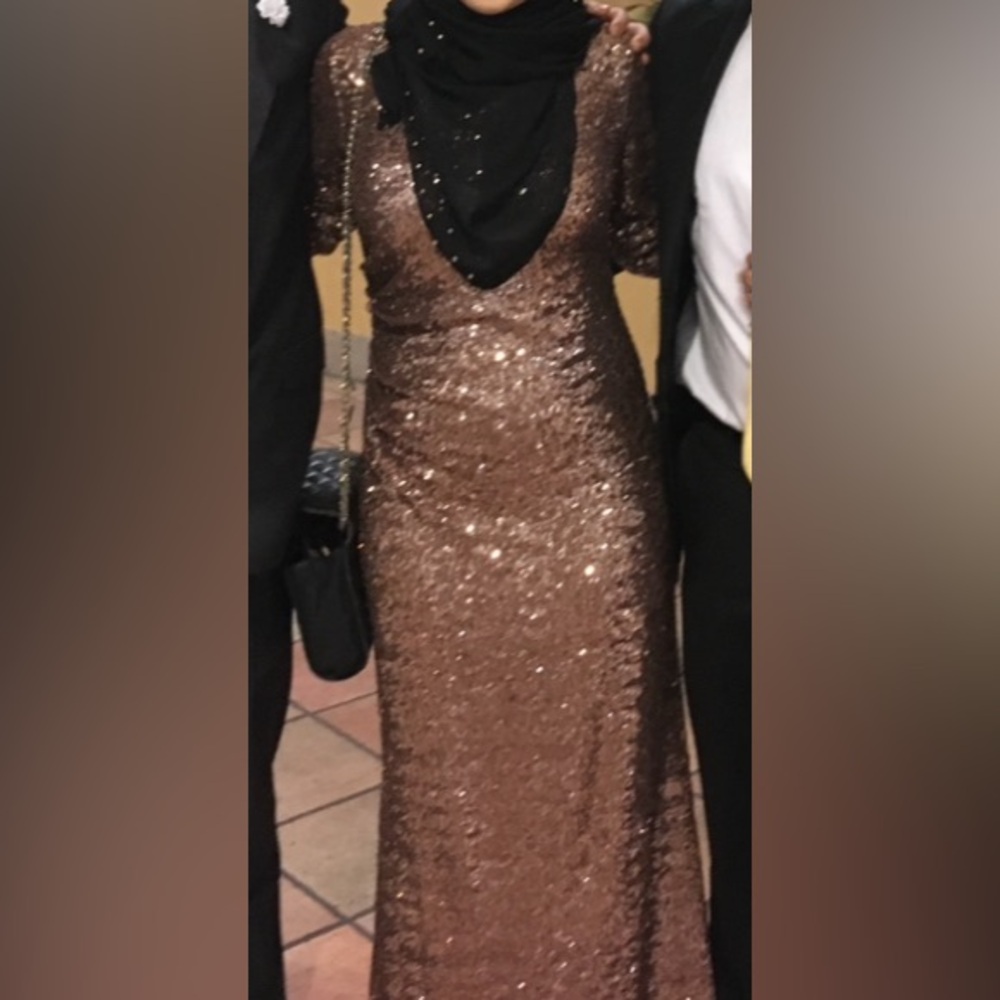 Perfect Bronze/Gold Sequin Evening Gown - Picture 3 of 3